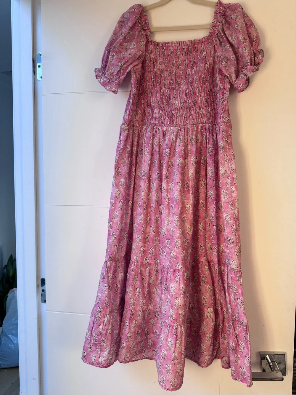Zara Girls Pink Floral Smocked Midi Dress Size 13/14 (164 cm)